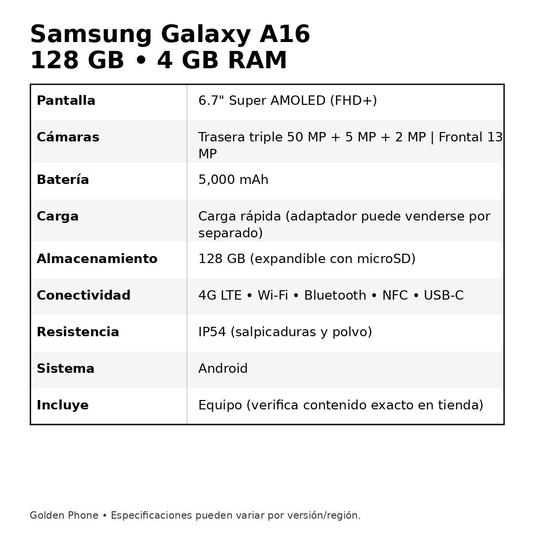 Samsung Galaxy A16 Black 128 GB 6.7"